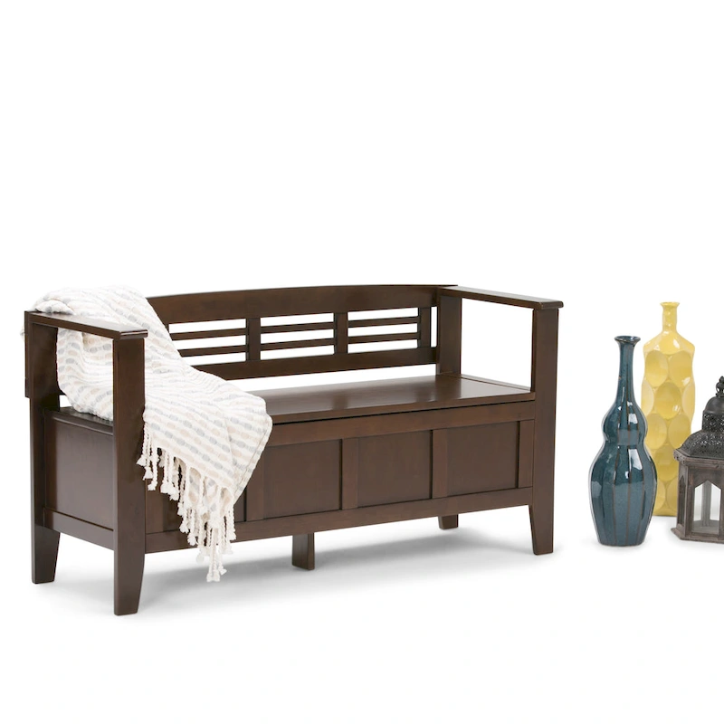 WYNDENHALL Chandler SOLID WOOD 48 inch Wide Contemporary Entryway Storage Bench - 48 x 17 x 25.2