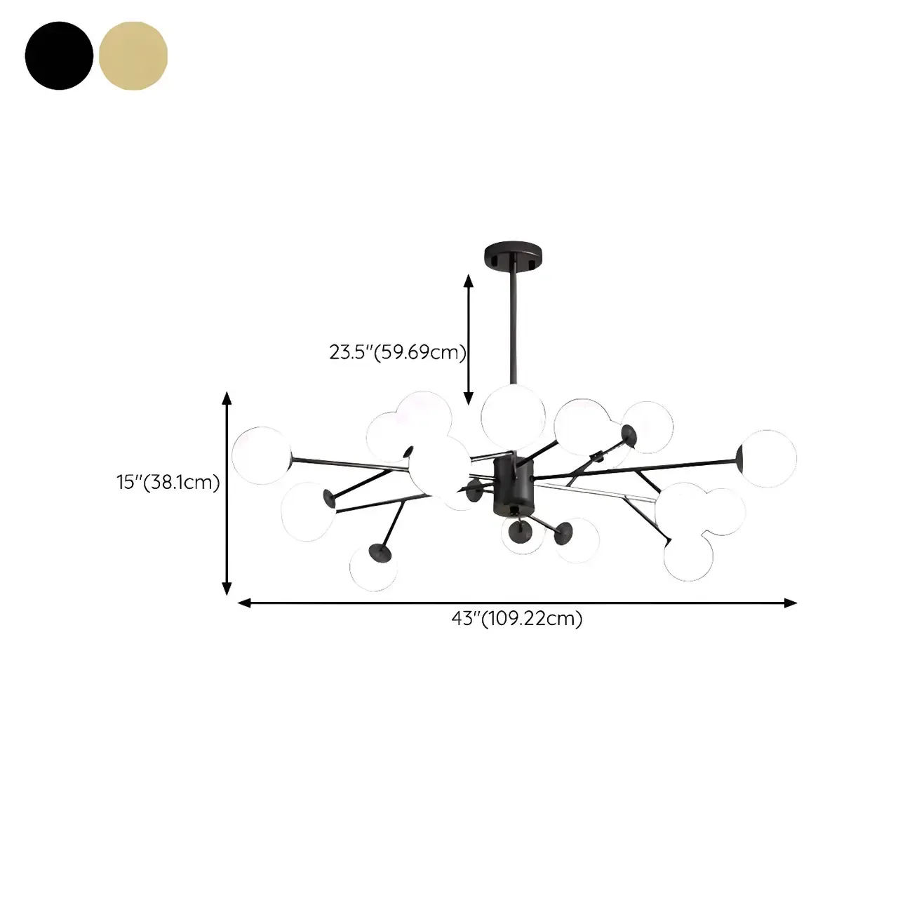 Mid-Century Modern White Globe Glass Sputnik Chandelier