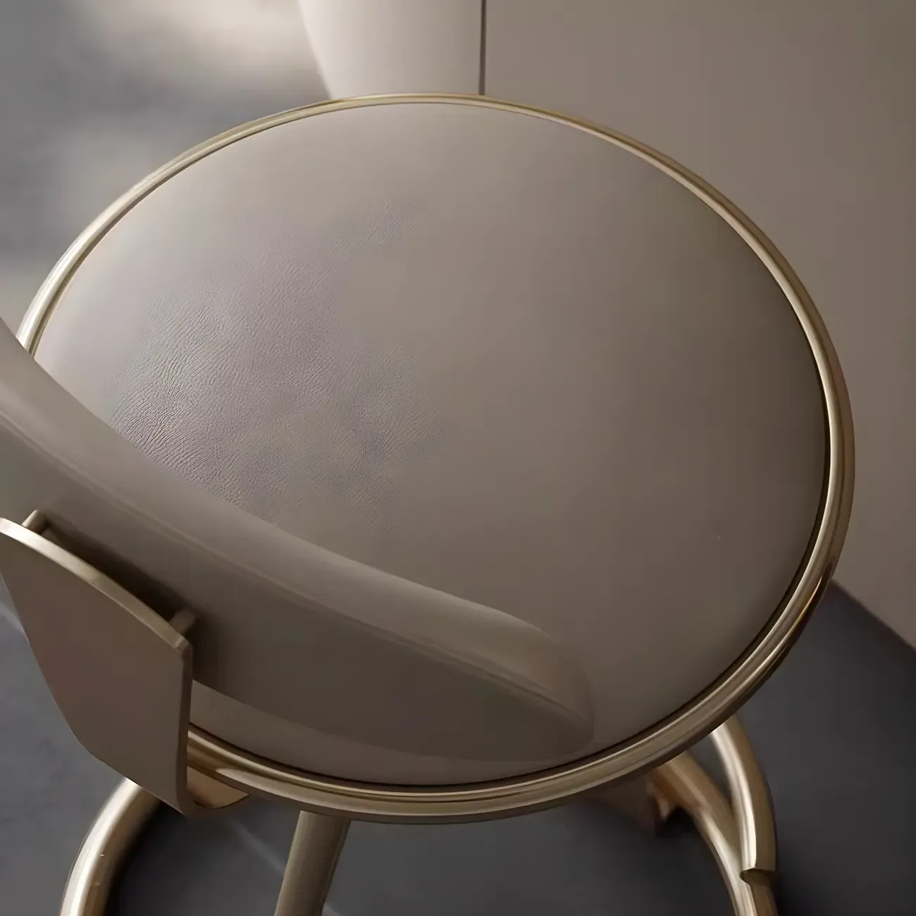 Luxury Gold Metal Frame Sleek Beige Leather Bar Stool