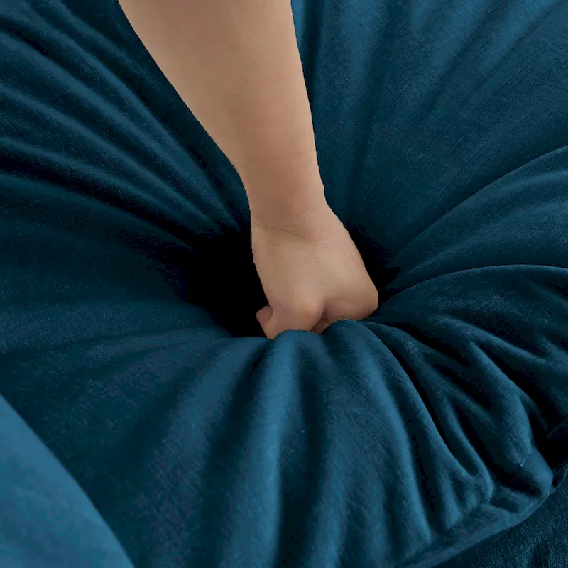 4 - Piece Upholstered Sectional Sofa with Ottoman Blue