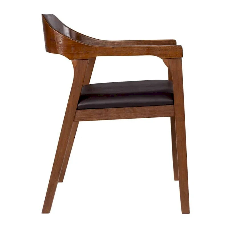 Rubberwood Dining Armchair with Faux Leather Seat