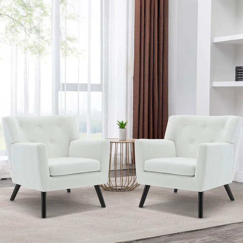 Velvet Upholstered Armchair Tufted Accent Chair, Set of 2 - 30.71H x 28.35 W x 27.56D