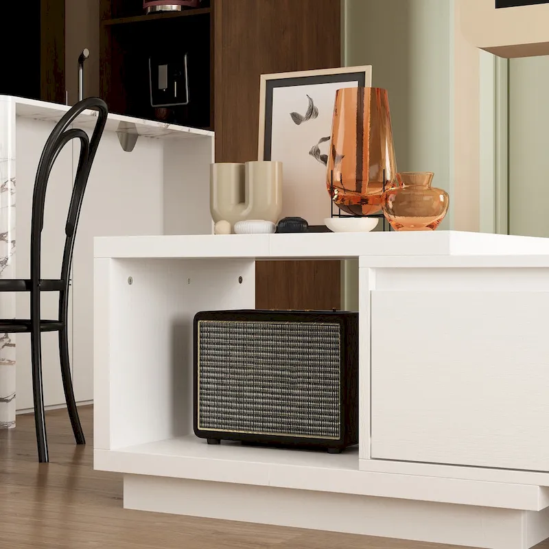 Entertainment Center Table Retracted Extendable TV Stand in Stretch