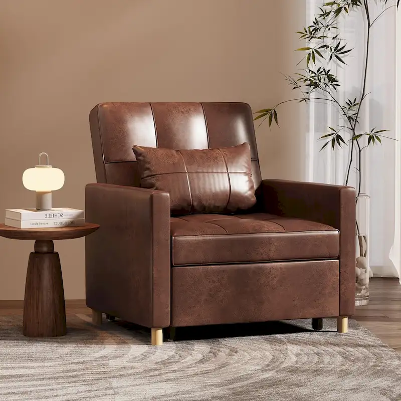 AECOJOY 3 in 1 Sleeper Sofa Chair w/ Pillow &Convertible Backrest