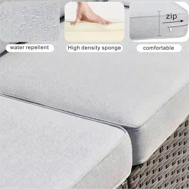 OVIOS Grey Wicker 6-piece Patio Furniture Set With 30  Fire Pit