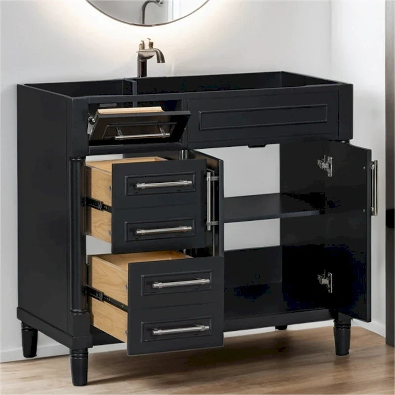 36 Wood Bathroom Vanity with Drawers and Adjustable Shelf (No Sink)