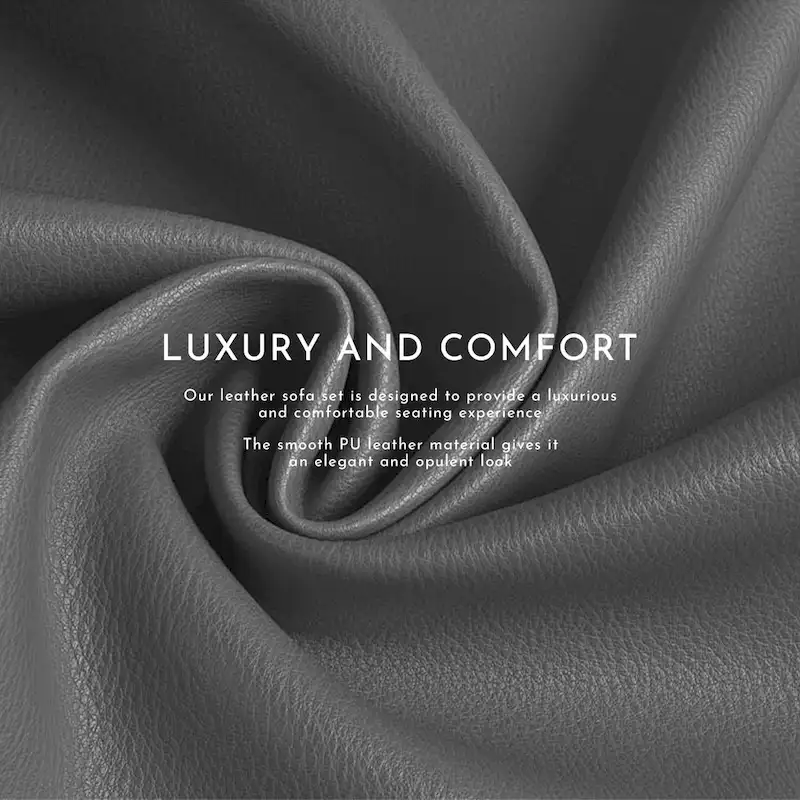 3 Piece Faux Leather Manual Reclining Livingroom Sofa Set with Dropdown Table and Console