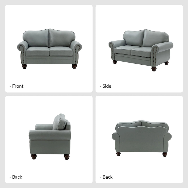 Angel Transitional Genuine Leather Sofa With Tufted Back by HULALA HOME