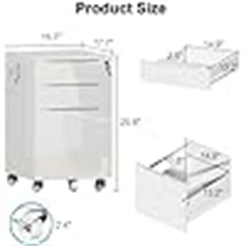 High Glossy File Cabinet - 17.72D x 15.75W x 25.59H