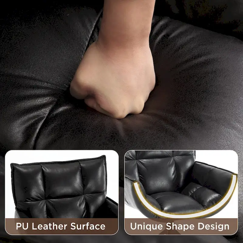 Faux Leather Upholstered Swivel Armchair Modern Home Office Chair