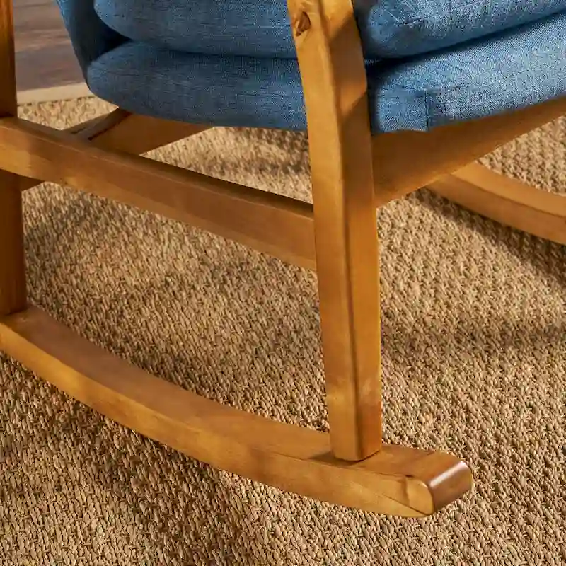 Solid Wood Rocking Chair with Linen Cushion and Premium Handcrafted