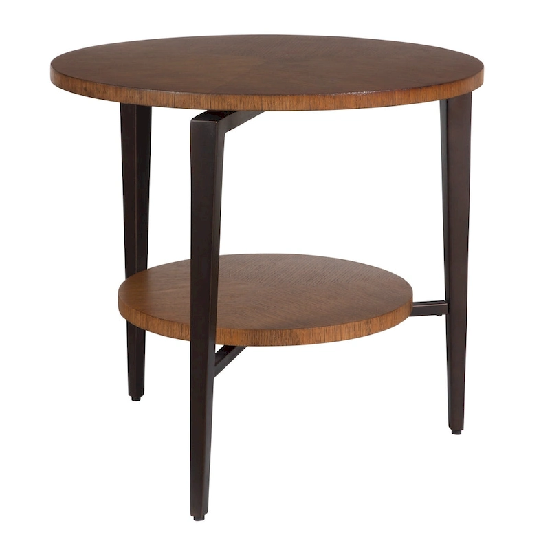 2-Tier Round Top Side Table - 26.5 - Brown