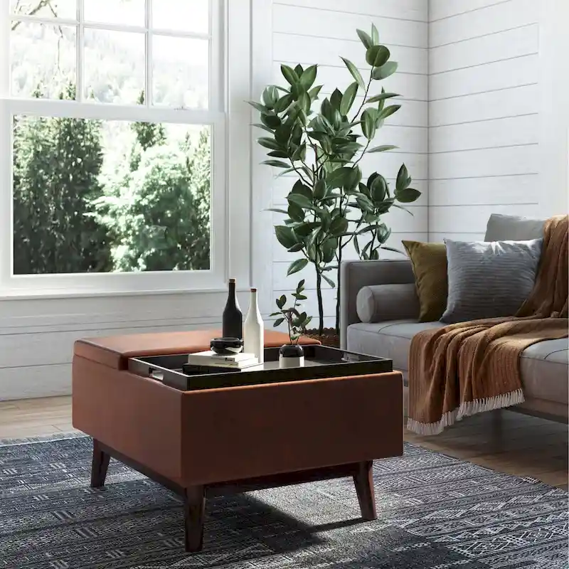 WYNDENHALL Ethan 34 inch Wide Mid Century Modern Rectangle Table Ottoman