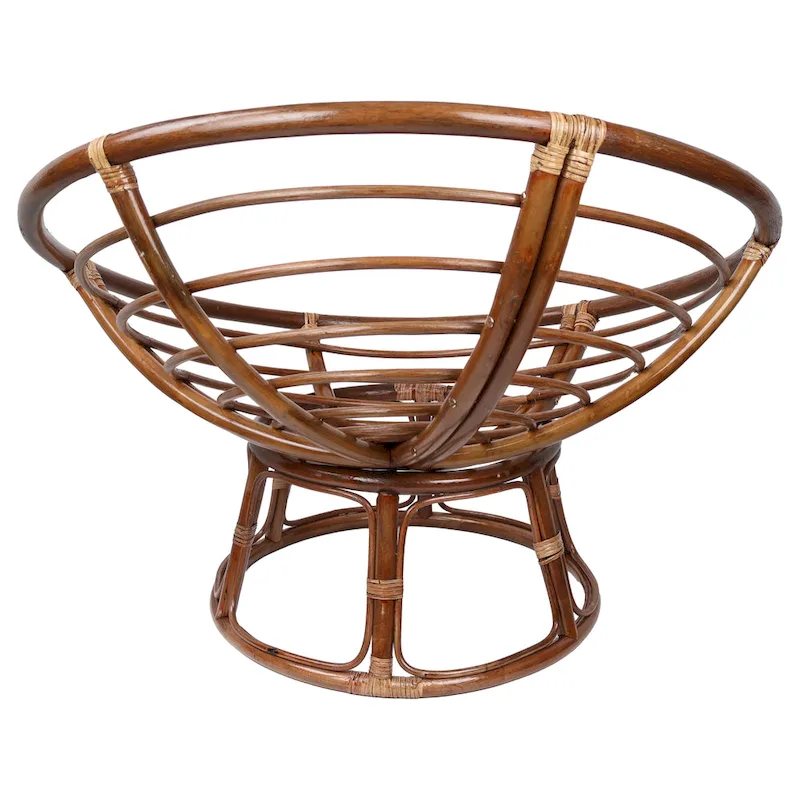 Rattan Papasan Chair with Tufted All-Weather Cushion – 42