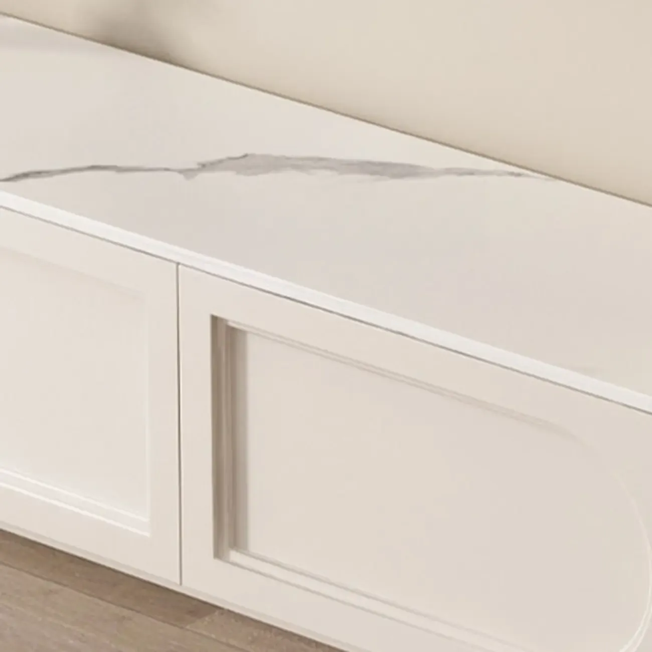 White Modern Long Wooden TV Stand with Drawers