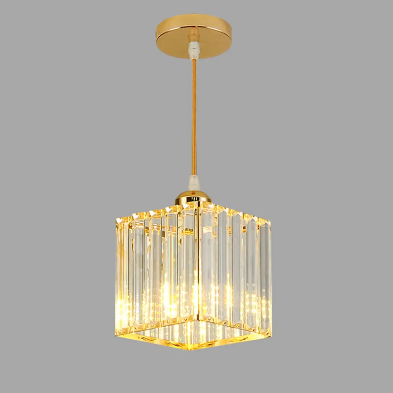 Art Deco Gold Metal Crystal Geometric Pendant Light