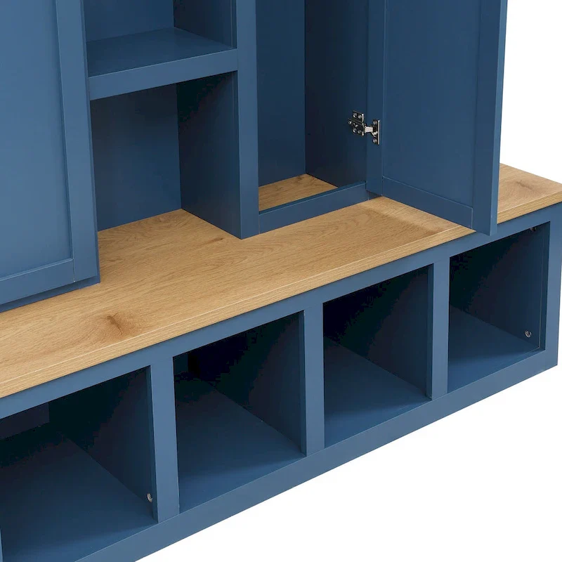 Farmhouse-Style 4-in-1 Hall Tree with Mudroom Bench
