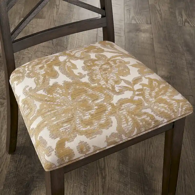 Espresso Finish Upholstered Dining Chairs with Lattice Back - Set of 2