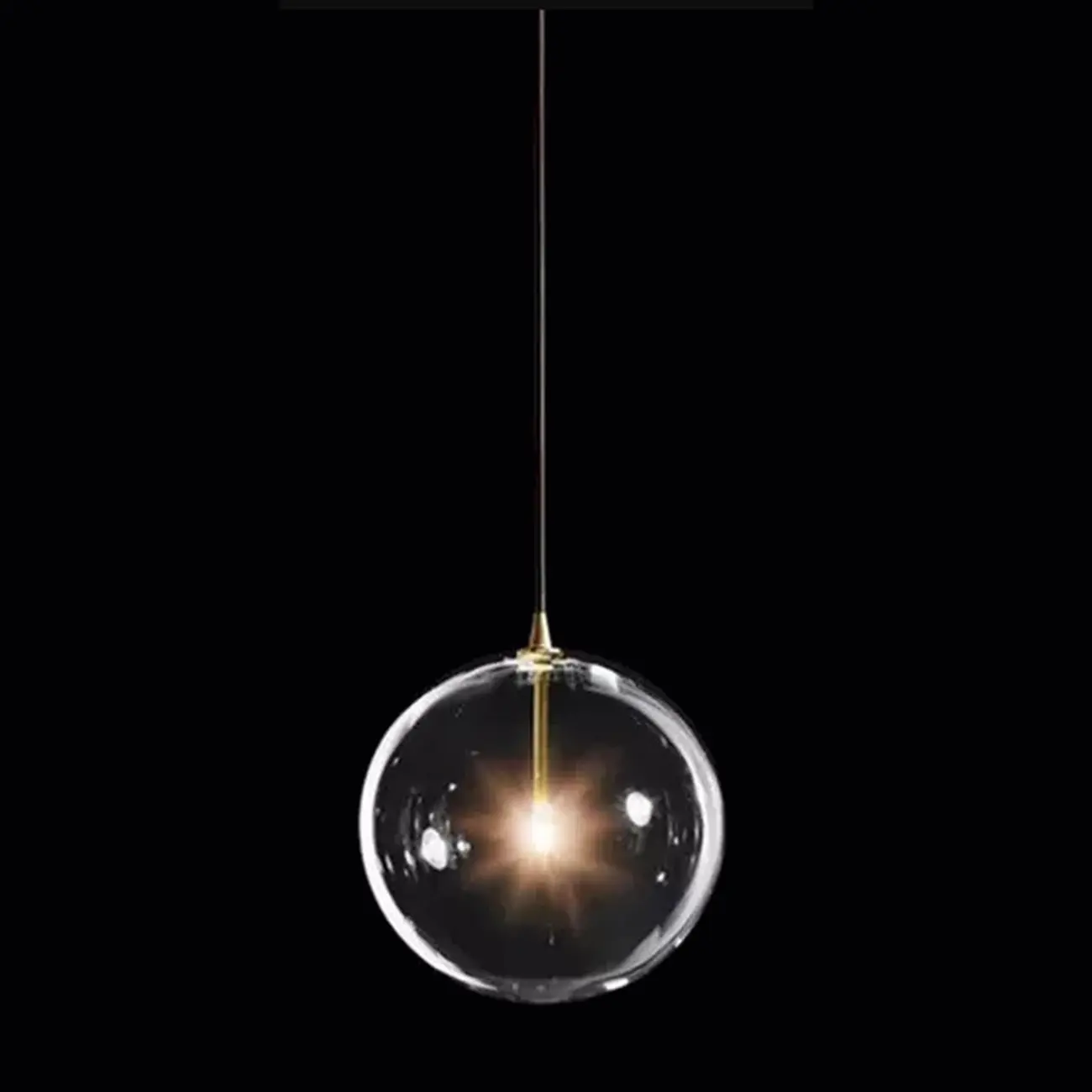 Modern Clear Textured Glass Wood Pendant Light