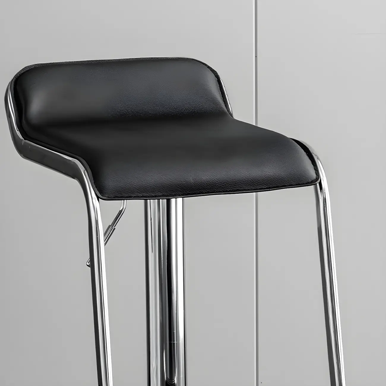 Modern Pedestal Swivel Bar Stool Adjustable Height Low Back Faux Leather