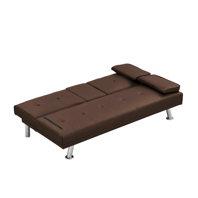 66.1 PVC Loveseat Sofa Bed with Wood Frame and Stainless Legs