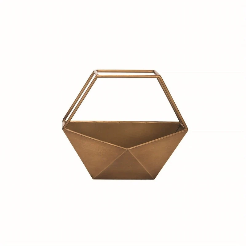 Foreside Home & Garden Bronze Geometric Metal Planter - 4x10x8.75