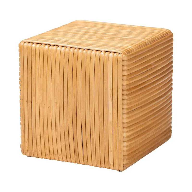 Karina Bohemian Light Honey Rattan Footstool