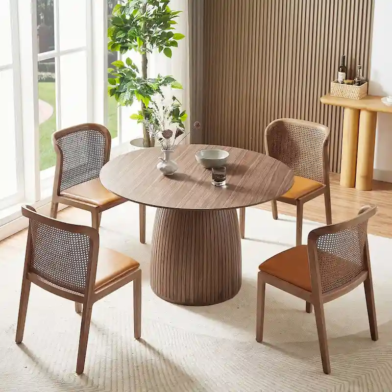 Round Dining Table Kitchen Table Small Space Dining Table MDF for 4-6 People - D 47.24 x H 49.63