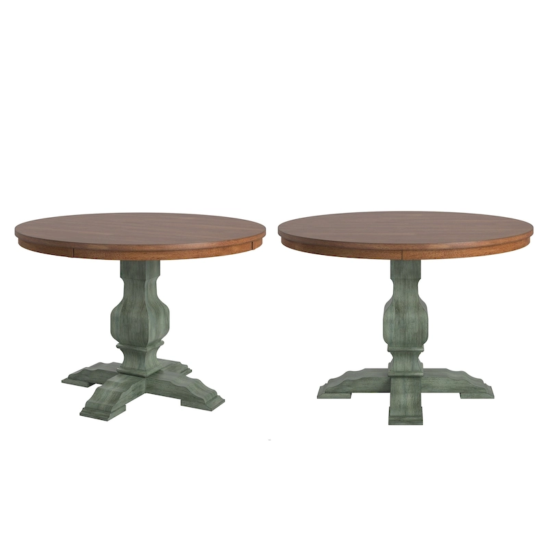 Ronda Two-Tone Round Solid Wood Top Dining Table