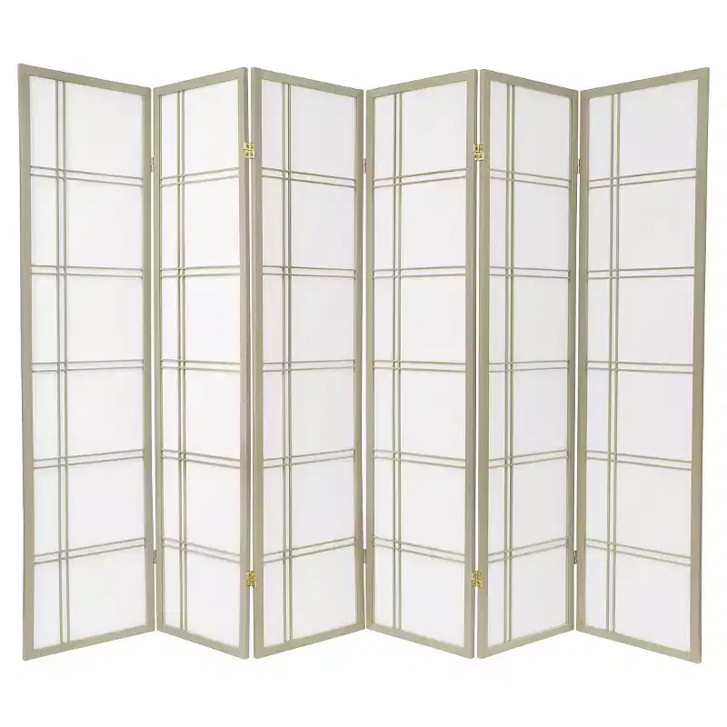 6 ft. Tall Double Cross Shoji Screen 6 Panels - Oriental Furniture