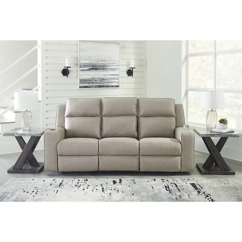 Signature Design by Ashley Lavenhorne Pebble Reclining Sofa with Drop Down Table - 87 W x 42 D x 43 H
