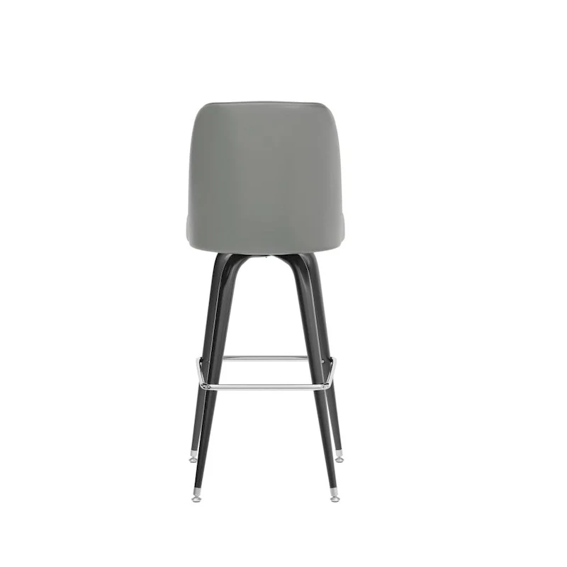 Metal Barstool with Swivel Vinyl Upholstered Bucket Seat and Footrest - 18.5D x 18.5W x 42.5H