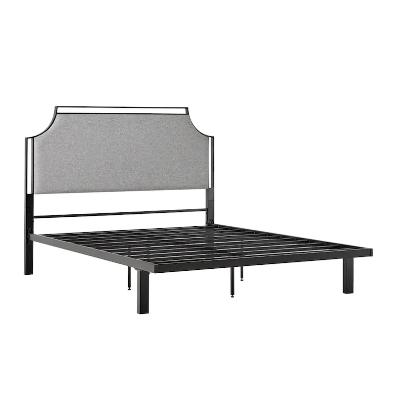 Middlebrook Designs Upholstered Curved Metal Queen Bedframe