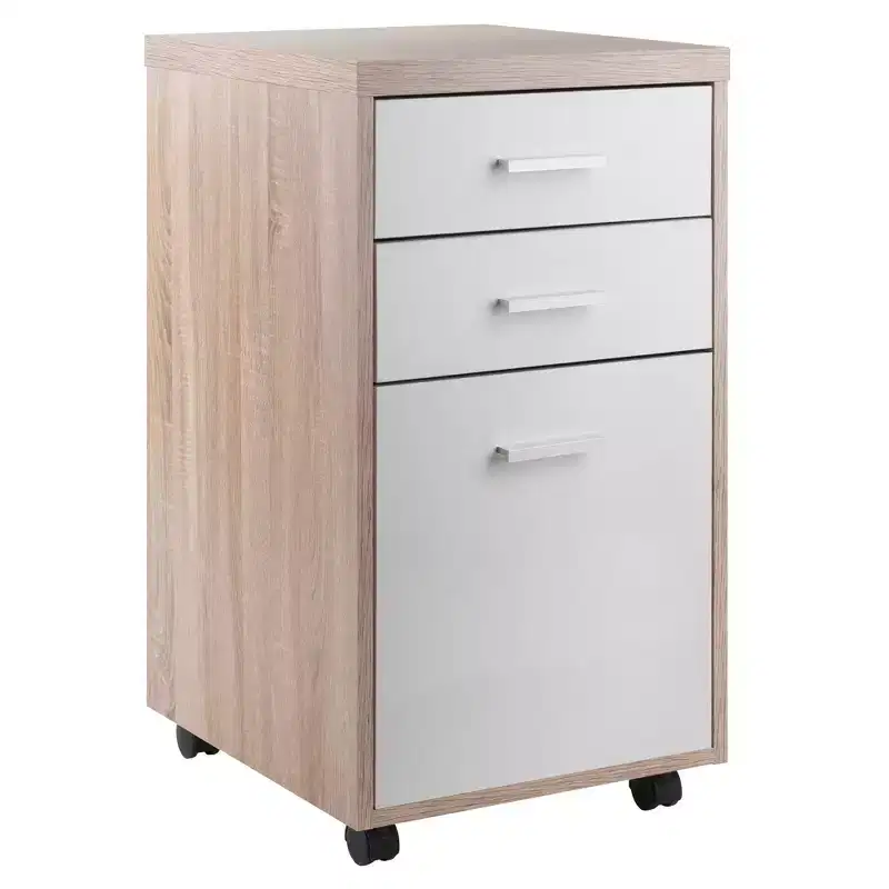 3pc Kenner Set Modular Desk with 2 Drawer & 3 Shelves Reclaimed Wood - Winsome