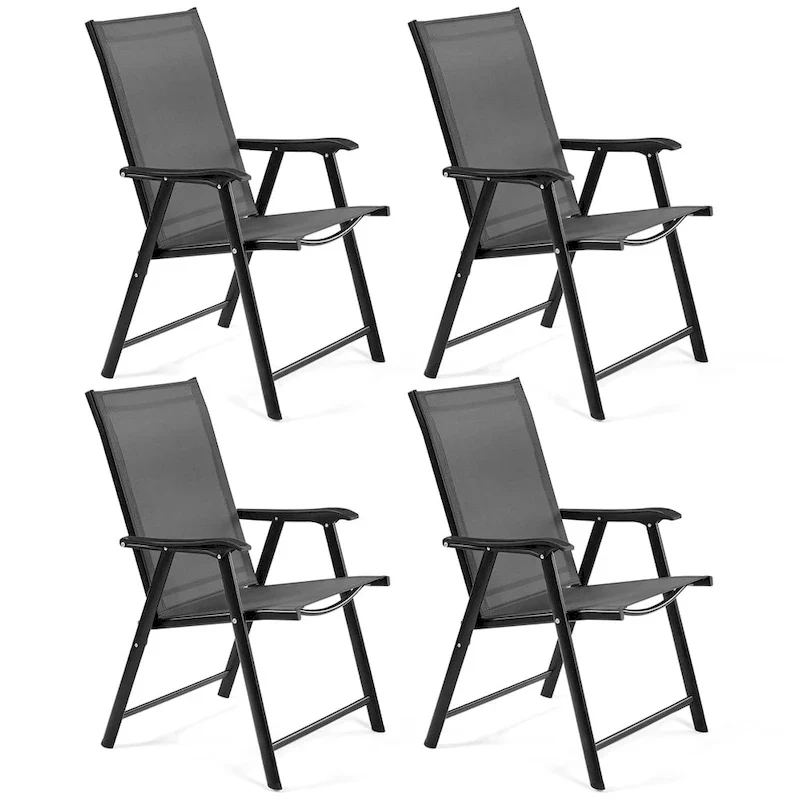 Yaheetech 4pcs Folding Dining Chairs Patio Dining Chairs with Backrest and Armrests
