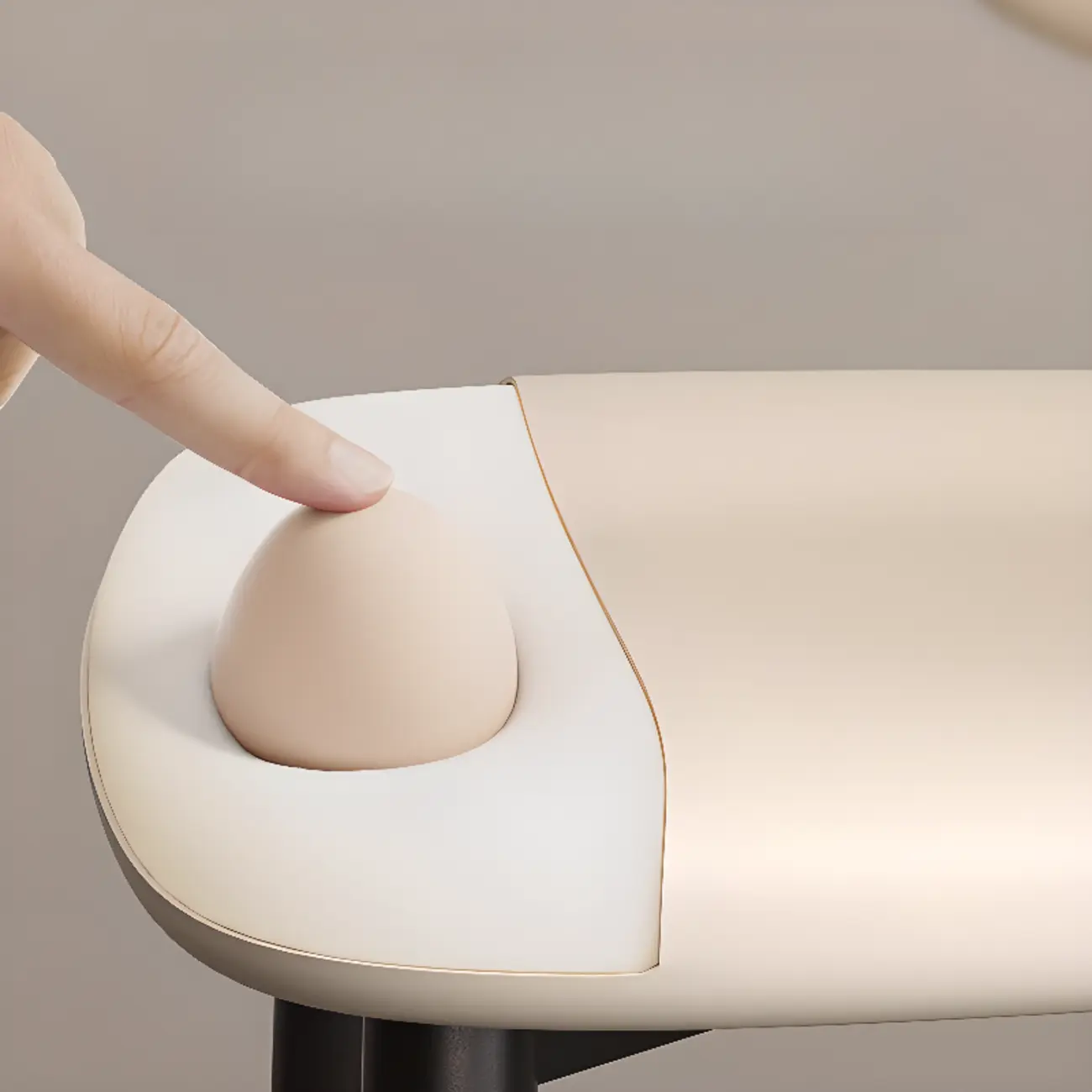 Modern Off-White Leather Curved Back Counter Bar Stools