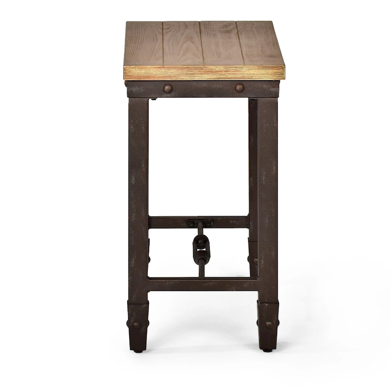 Steve Silver Gatling Pine Wood and Iron Side Table