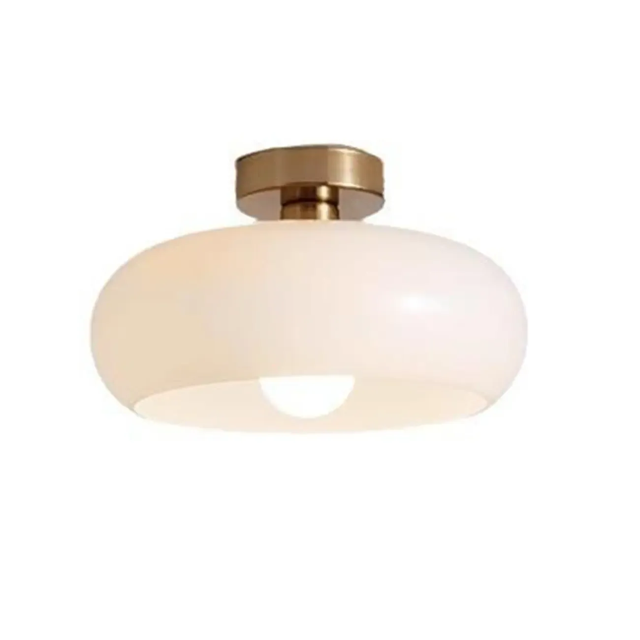 Mini White Drum Glass Dome Semi Flush Mount Ceiling Light