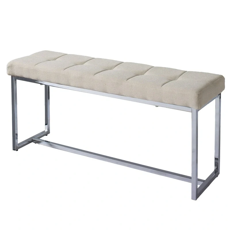 Porch & Den Kennedy Modern Fabric Bench with Chrome Base