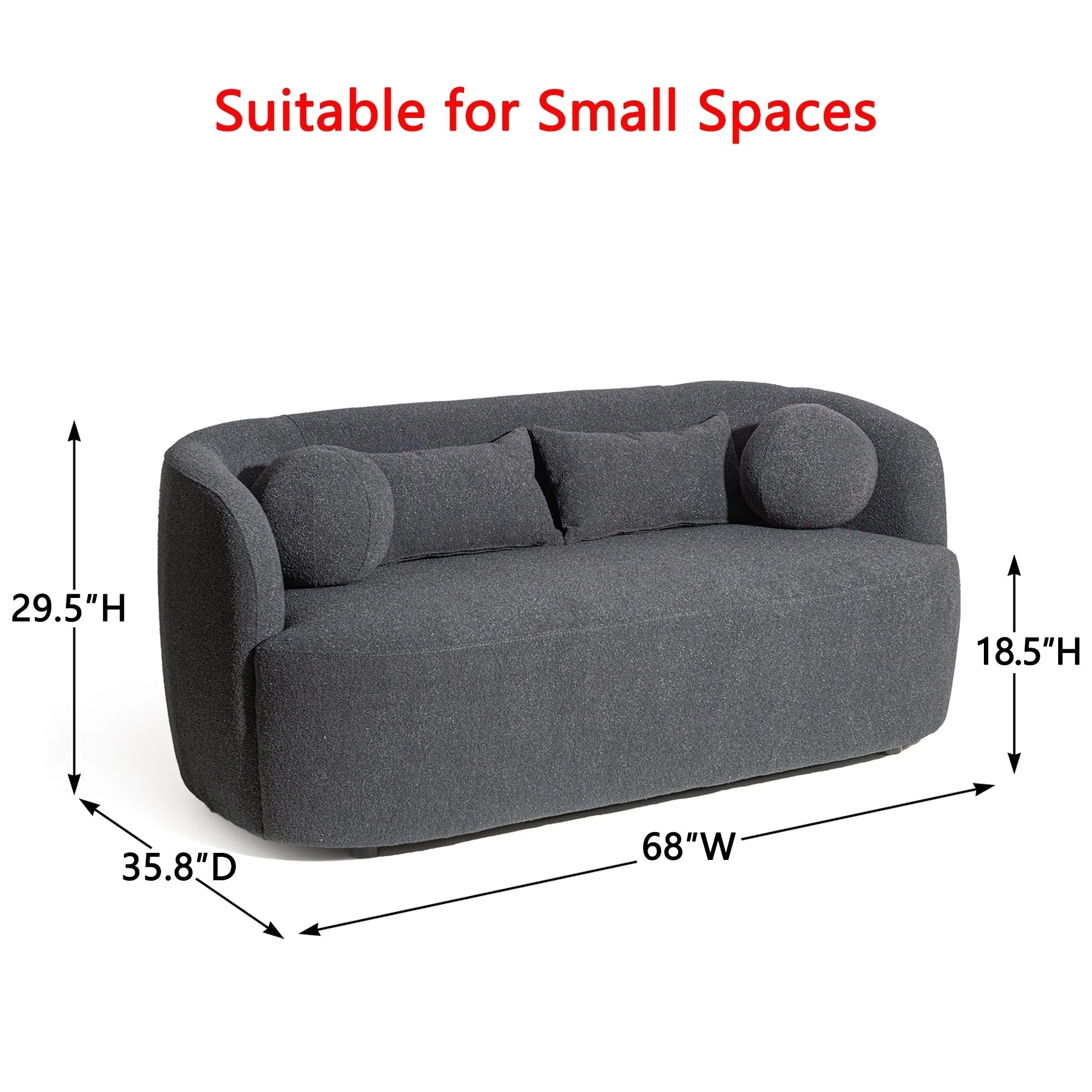 KINWELL Boucle Upholstered 2-Seats Loveseat with Pillows