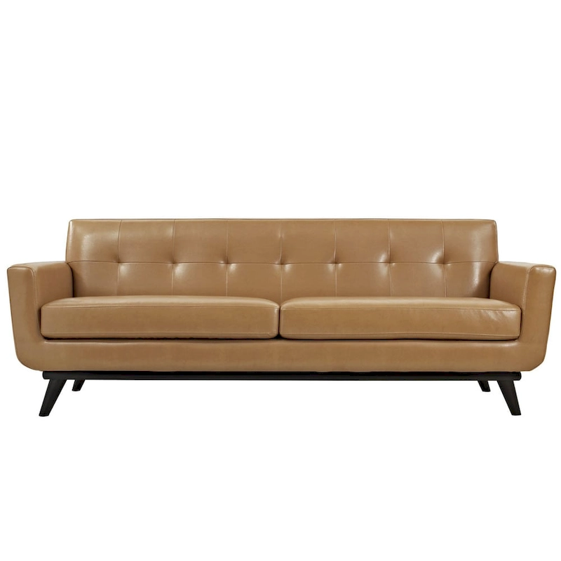 Carson Carrington Ringsaker Tan Leather Mid-century Sofa