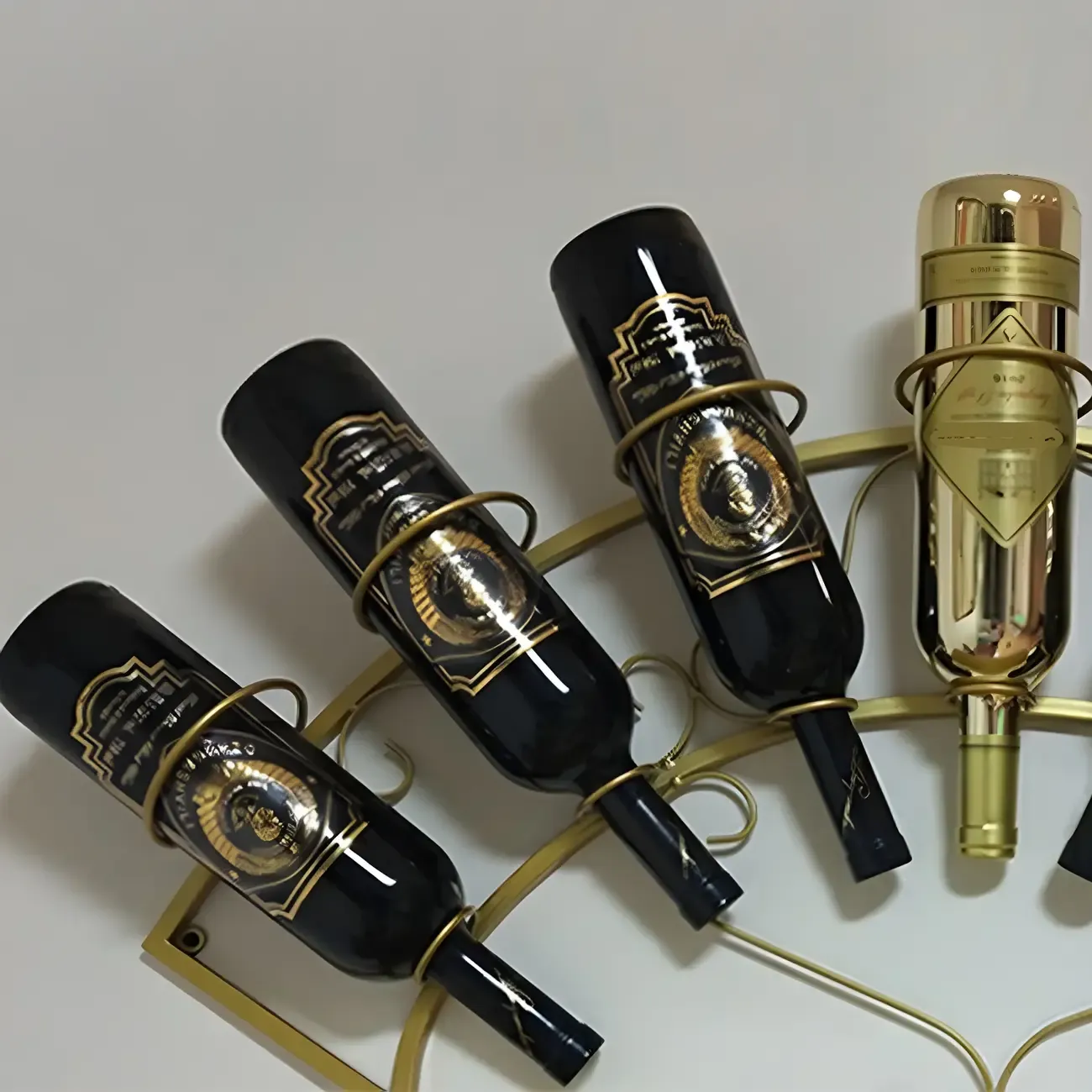 Fan-shaped Simple Metal Wall-Mounted Wine Bottle & Glass Rack