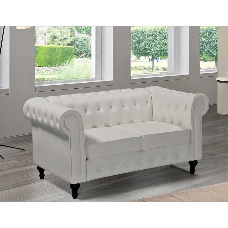 Brooks Velvet Upholstered Classic Chesterfield Loveseat