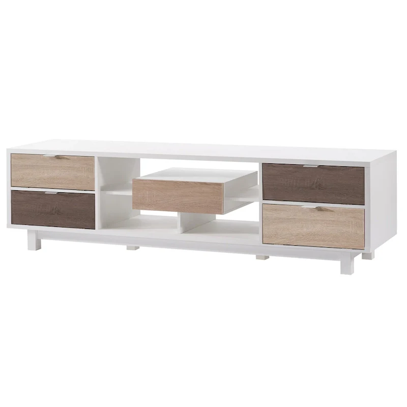 Yave Mid-century Modern White 70-inch Wood 2-Drawer TV Console