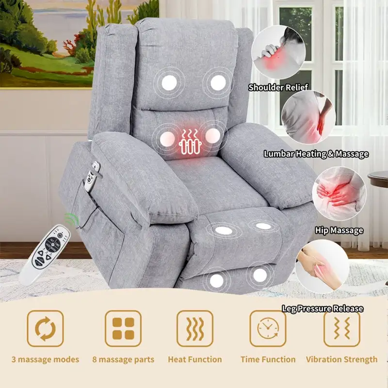 Electric Massage Power Recliner Chair, Multi-function Lifting, Timing