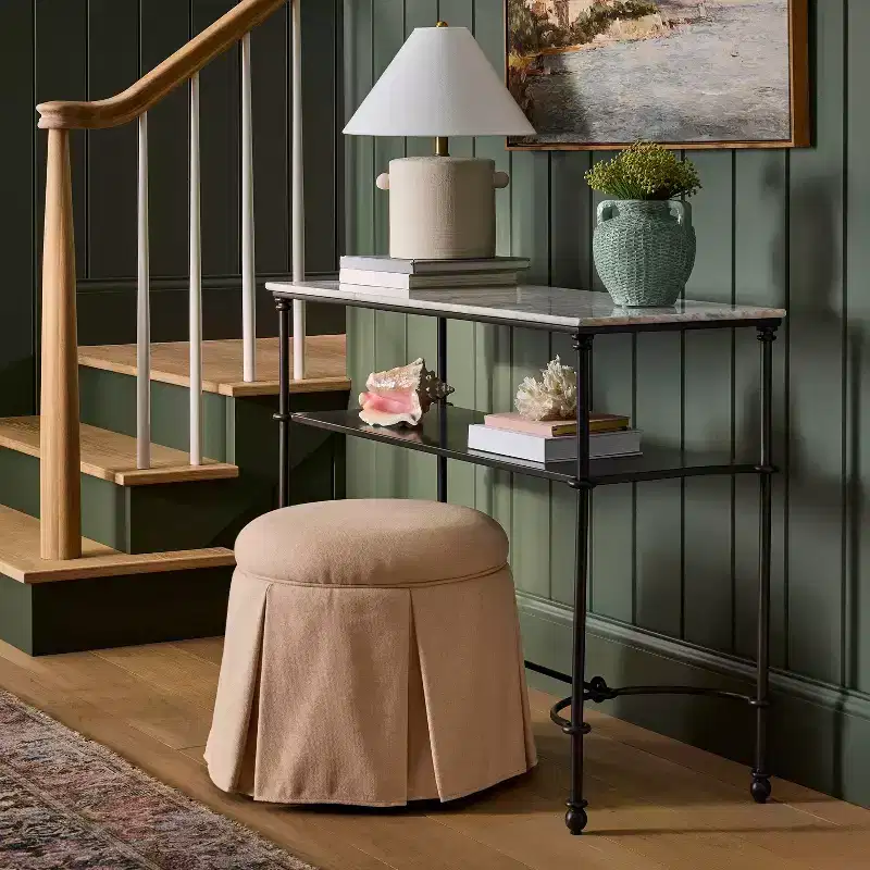Metal and Marble Console Table with Shelf White Carrara Marble/Dark Bronze - Threshold™ designed with Studio McGee