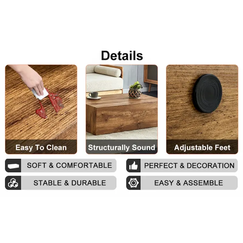 Modern Coffee Table, MDF with Wood Grain & Marble-Inspired Pattern, Easy Assembly, 10-15 Min