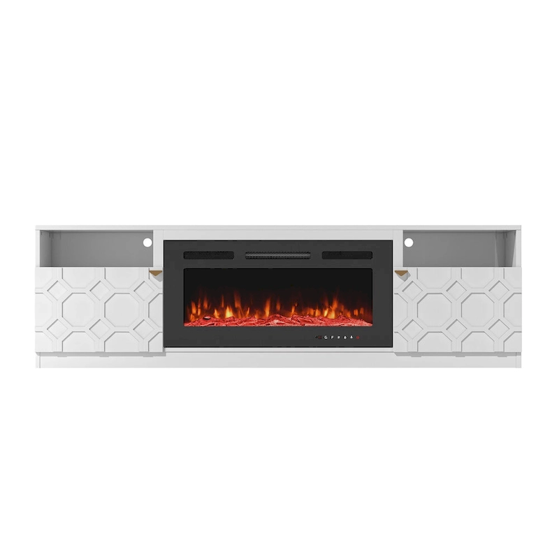 Clihome 36 Electric Fireplace High Gloss 70 TV Stand