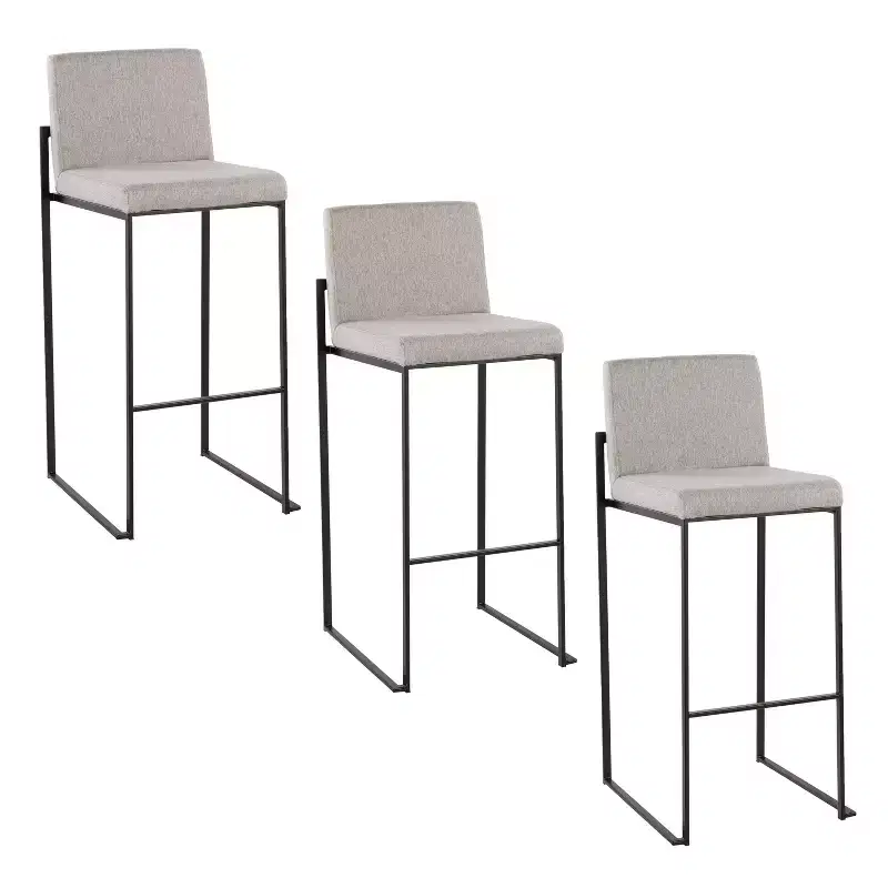 LumiSource Set of 3 Fuji High Back Barstools Fabric