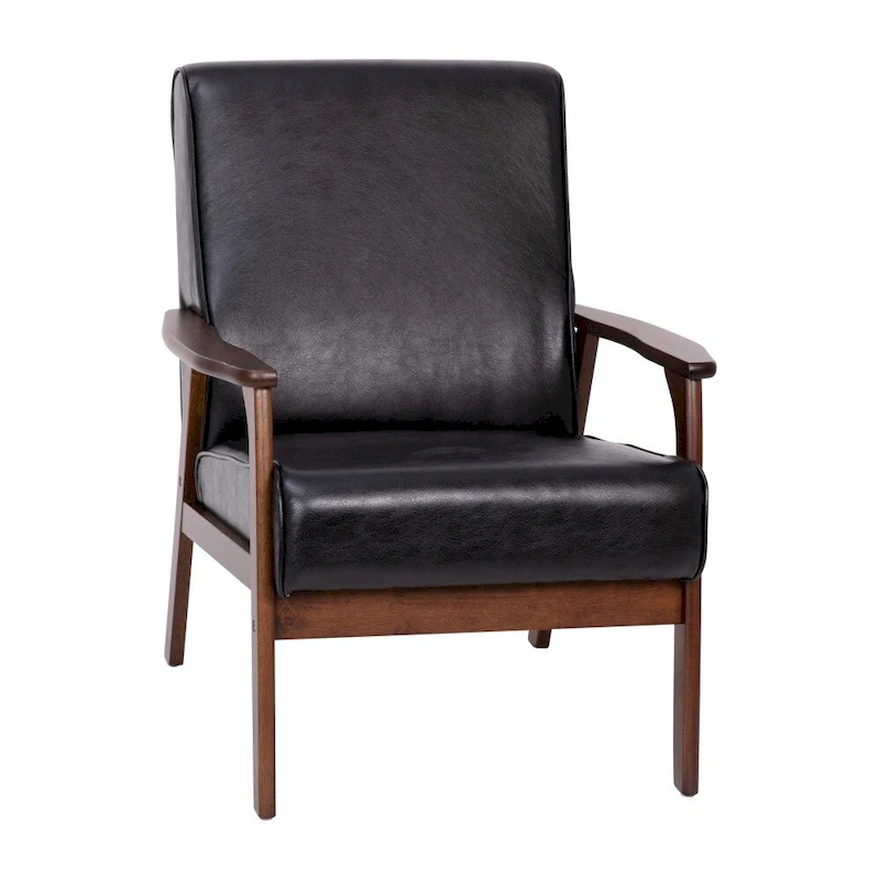 Mid-Century Modern Arm Chair with Wooden Frame and Arms